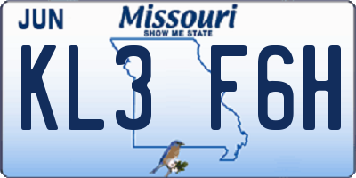 MO license plate KL3F6H