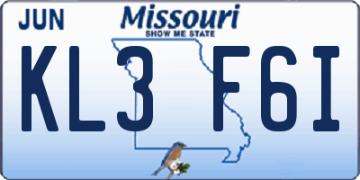 MO license plate KL3F6I