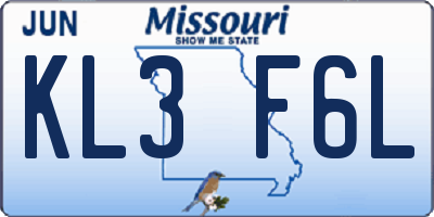 MO license plate KL3F6L