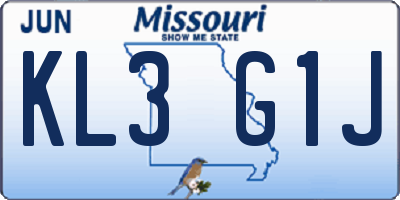MO license plate KL3G1J