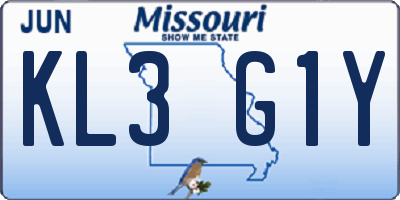 MO license plate KL3G1Y