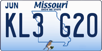 MO license plate KL3G2O