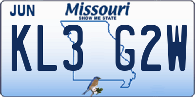 MO license plate KL3G2W