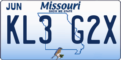 MO license plate KL3G2X