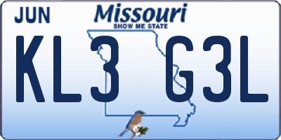 MO license plate KL3G3L