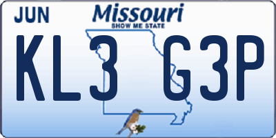 MO license plate KL3G3P