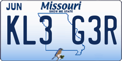 MO license plate KL3G3R