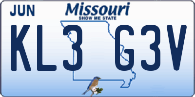 MO license plate KL3G3V