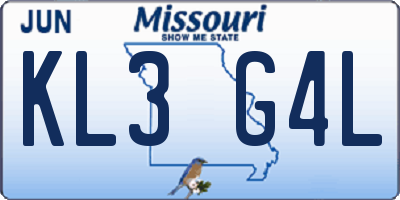 MO license plate KL3G4L