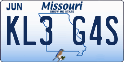 MO license plate KL3G4S