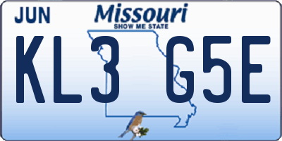 MO license plate KL3G5E