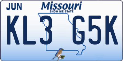 MO license plate KL3G5K