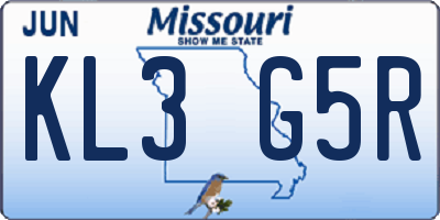 MO license plate KL3G5R