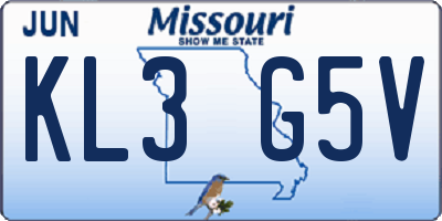MO license plate KL3G5V