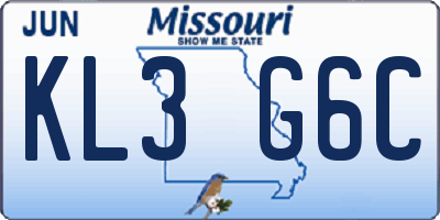 MO license plate KL3G6C
