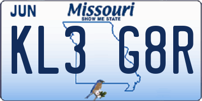 MO license plate KL3G8R