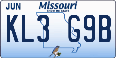 MO license plate KL3G9B