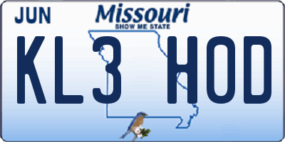 MO license plate KL3H0D