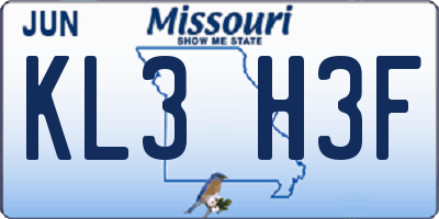 MO license plate KL3H3F
