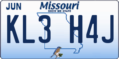 MO license plate KL3H4J