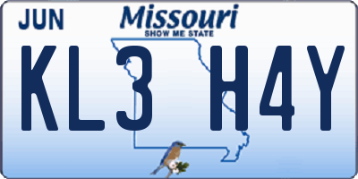MO license plate KL3H4Y