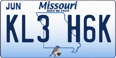 MO license plate KL3H6K