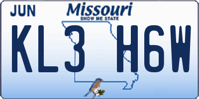 MO license plate KL3H6W