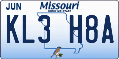 MO license plate KL3H8A