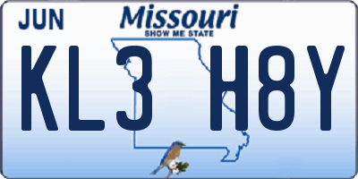 MO license plate KL3H8Y