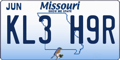 MO license plate KL3H9R
