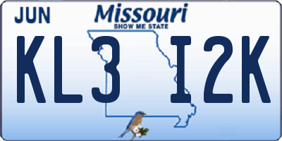 MO license plate KL3I2K