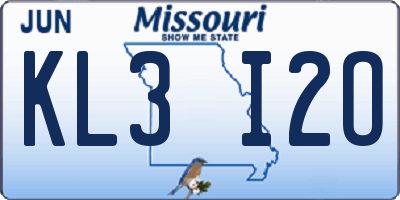 MO license plate KL3I2O