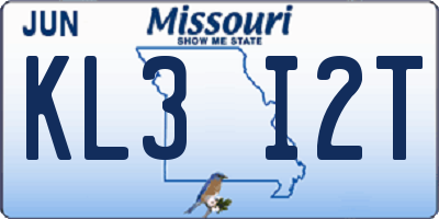 MO license plate KL3I2T