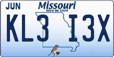 MO license plate KL3I3X