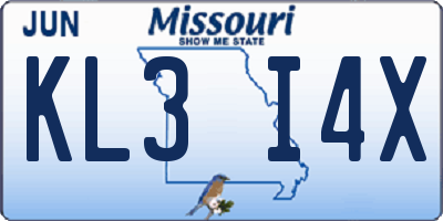 MO license plate KL3I4X