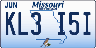 MO license plate KL3I5I