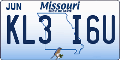 MO license plate KL3I6U