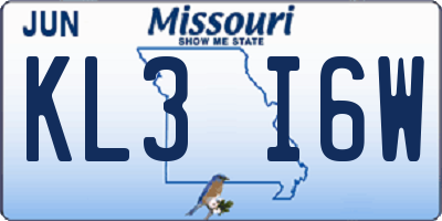 MO license plate KL3I6W