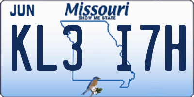 MO license plate KL3I7H