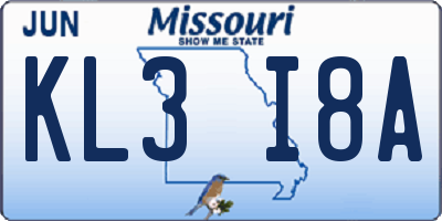 MO license plate KL3I8A