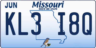 MO license plate KL3I8Q