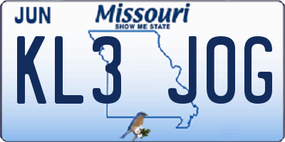 MO license plate KL3J0G