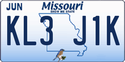 MO license plate KL3J1K