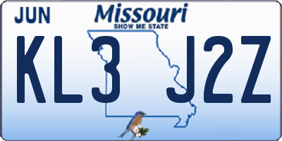 MO license plate KL3J2Z