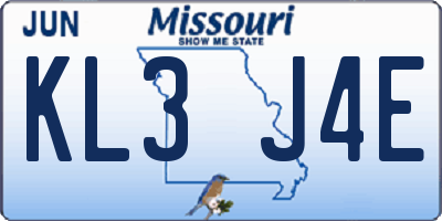MO license plate KL3J4E