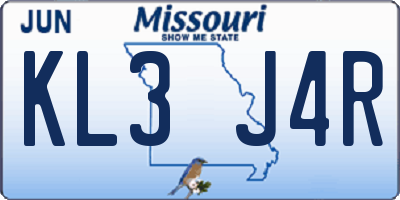 MO license plate KL3J4R