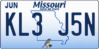 MO license plate KL3J5N