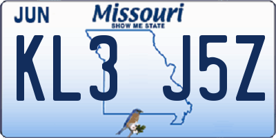 MO license plate KL3J5Z