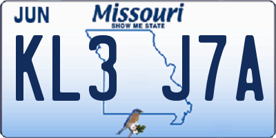 MO license plate KL3J7A