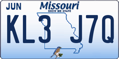MO license plate KL3J7Q